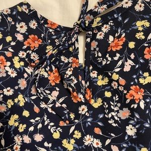 ROOLEE FLORAL PEPLUM TOP WITH TIE ON BACK KEY HOLE